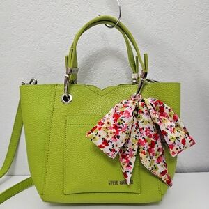 Steve Madden Lime Tote with Floral Scarf Accent